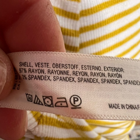 Anthropologie mustard yellow and white striped ribbed dress small - Picture 7 of 7